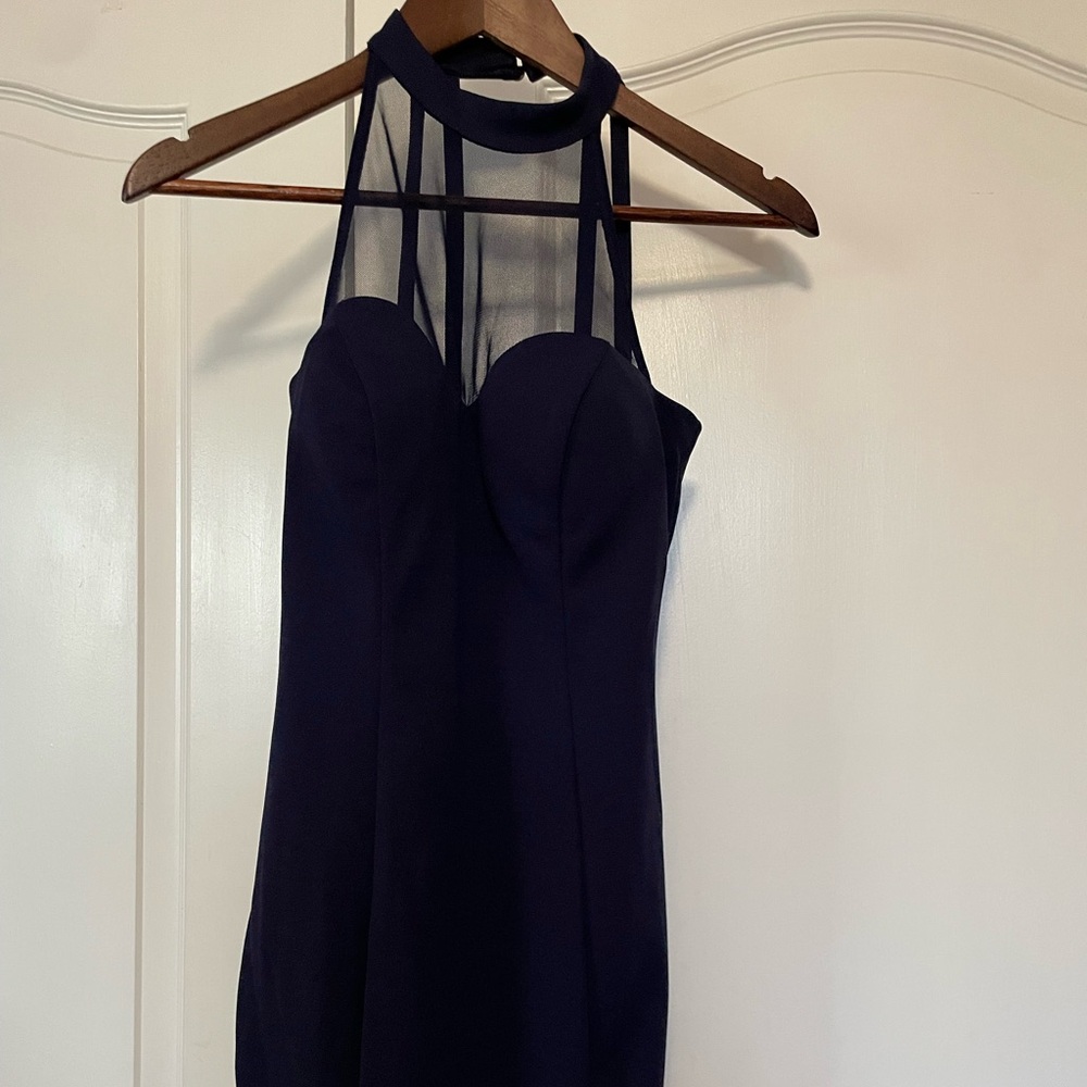 Elegant Halter Navy Dress